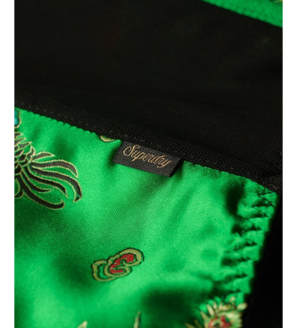 Superdry Top espartilho com bordado floral em cetim verde