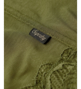 Superdry Parte superior do corpete em cetim com renda de malha verde