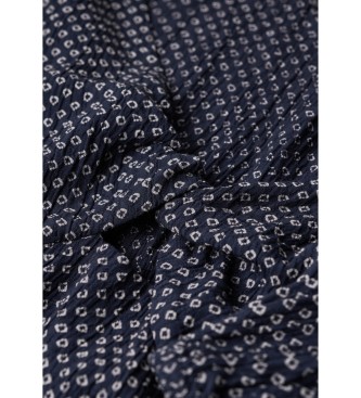 Superdry Top curto tecido de manga comprida azul-marinho