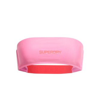 Superdry Bandeau bikini top with pink logo