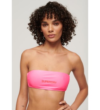 Superdry Bandeau zgornji del bikinija z rožnatim logotipom