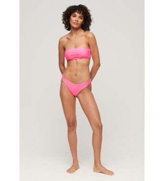Superdry Top de bikini bandeau con logotipo rosa