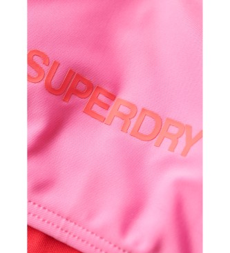 Superdry Bandeau bikini top with pink logo