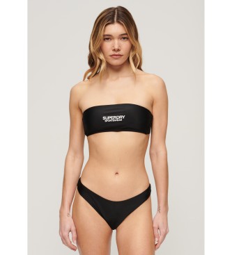 Superdry Top de bikini bandeau con logotipo negro