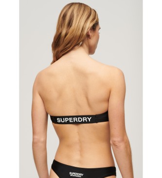 Superdry Zgornji del bikinija Bandeau z logotipom črn