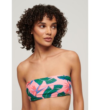 Superdry Tropisk rosa bandeau-bikinitopp