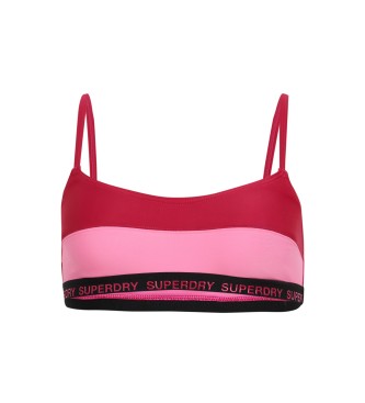 Superdry Top de bikini elstico tipo bralette rosa