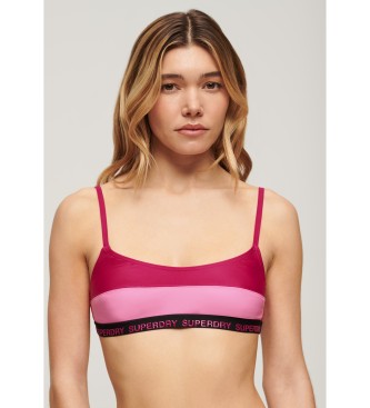 Superdry Top de bikini elstico tipo bralette rosa