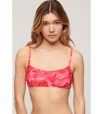 Superdry Różowy stanik bikini z nadrukiem