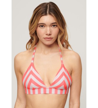 Superdry Triangle bikini top with pink stripes