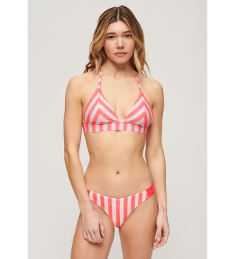 Superdry Triangle bikini top with pink stripes