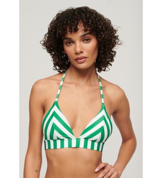 Superdry Top de bikini triangular a rayas verde