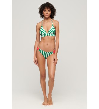 Superdry Top de bikini triangular a rayas verde