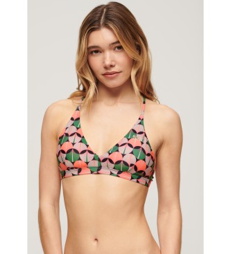 Superdry Triangle bikini top with multicoloured crossed straps
