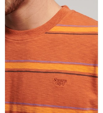 Superdry T-shirt a righe testurizzata vintage in cotone organico arancione