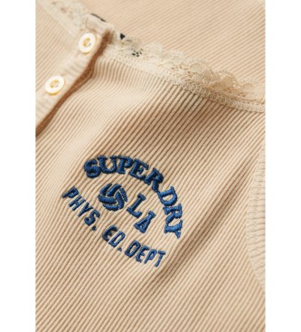 Superdry Esencialni bež zgornji del z naramnicami in gumbi