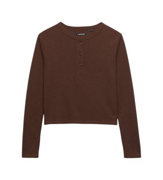 Superdry Br?zowa koszulka Essential Waffle