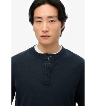 Superdry T-shirt com gola de padeiro e textura azul-marinho