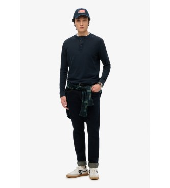 Superdry T-shirt com gola de padeiro e textura azul-marinho