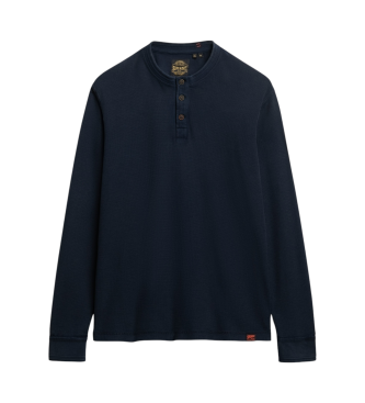 Superdry T-shirt com gola de padeiro e textura azul-marinho