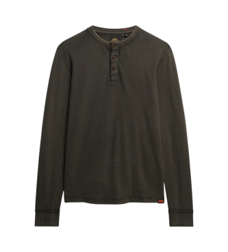 Superdry T-shirt com gola de padeiro e textura preta