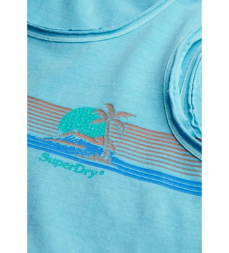Superdry Top senza maniche a righe blu da esterno