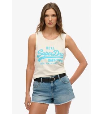 Superdry Top sans manches vintage en fluorine blanc