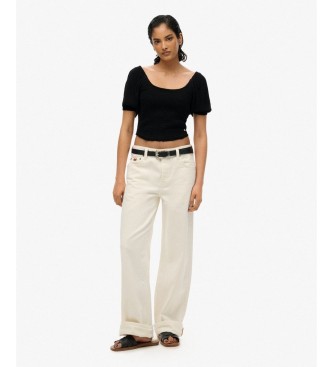 Superdry Black smocked woven top