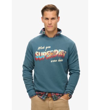 Superdry Travel Postcard Graphic Crew Sweatshirt blau