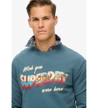 Superdry Travel Postcard Graphic Crew Sweatshirt blau