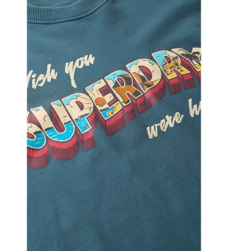 Superdry Travel Postcard Graphic Crew Sweatshirt blau