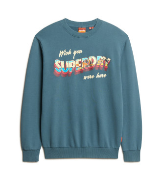 Superdry Travel Postcard Graphic Crew Sweatshirt blau