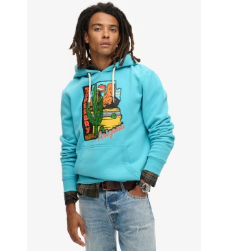 Superdry Sweater Travel Ansichtkaart Grafisch blauw