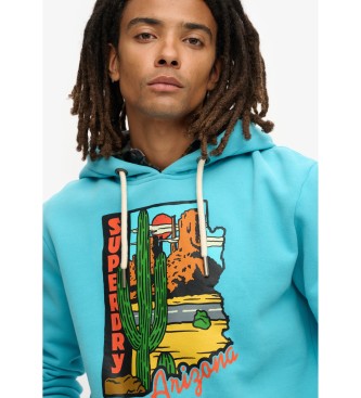 Superdry Sweater Travel Ansichtkaart Grafisch blauw