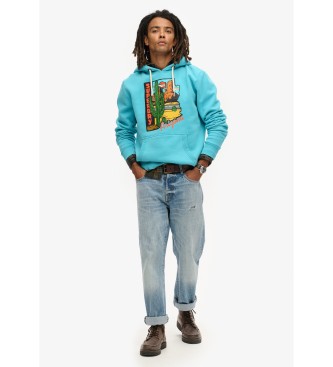 Superdry Sweater Travel Ansichtkaart Grafisch blauw