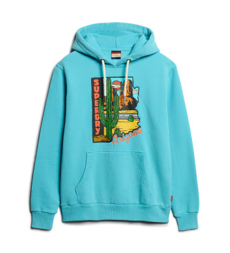 Superdry Sudadera Travel Postcard Graphic azul