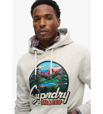 Superdry Sweatshirt Travel Postcard Graphic cinzento