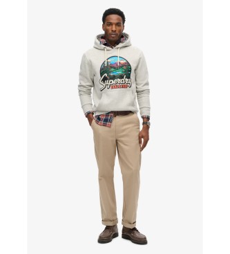 Superdry Sweatshirt Travel Postcard Graphic cinzento