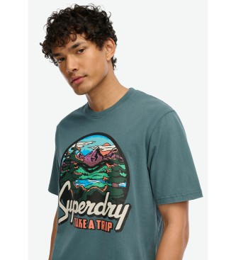 Superdry T-shirt Travel Postcard Graphic niebieski