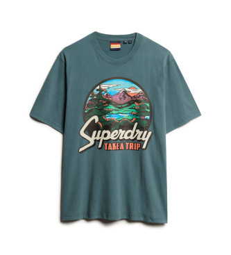 Superdry T-shirt Travel Postcard Graphic niebieski