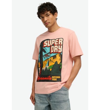 Superdry Reiskaart grafisch T-shirt roze