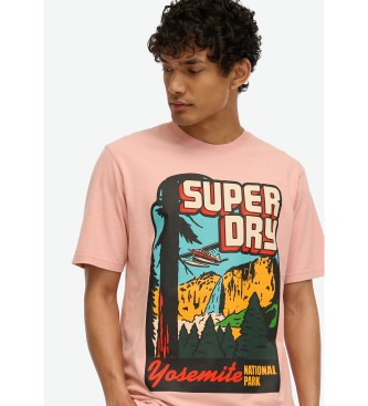 Superdry Reisepostkarte Grafik-T-Shirt rosa