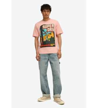 Superdry Reisepostkarte Grafik-T-Shirt rosa