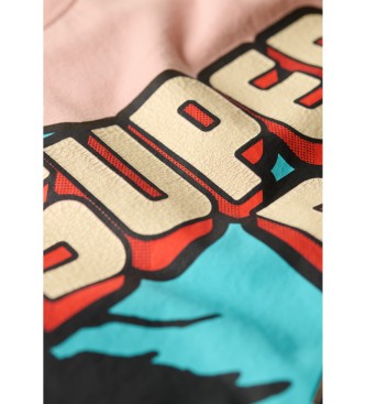 Superdry Travel Postcard Graphic T-shirt rosa