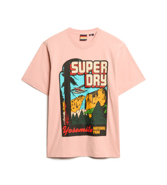 Superdry Reisepostkarte Grafik-T-Shirt rosa