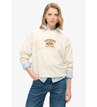 Superdry Locker sitzendes Sweatshirt mit Rundhalsausschnitt Travel Souvenir  wei