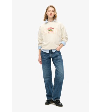 Superdry Locker sitzendes Sweatshirt mit Rundhalsausschnitt Travel Souvenir  wei