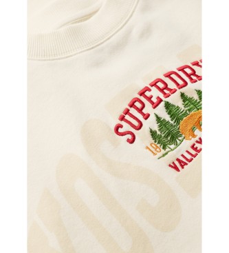 Superdry Locker sitzendes Sweatshirt mit Rundhalsausschnitt Travel Souvenir  wei