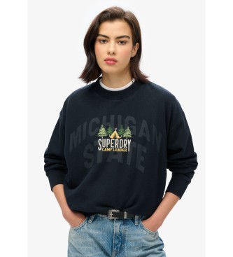 Superdry Lst sittande sweatshirt med rund hals Travel Souvenir i marinbl