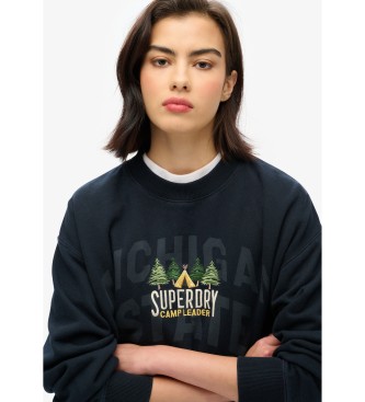 Superdry Lst sittande sweatshirt med rund hals Travel Souvenir i marinbl